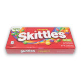 Display of Skittles Original bite-size lollies in 99g theatre box format, stocked at The Professors Online Lolly Shop. Display of Skittles Original bite-size lollies in 99g theatre box format, stocked at The Professors Online Lolly Shop.
