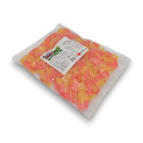 Red, orange, and yellow sour pacifier-shaped gummies in 1kg bulk packaging from The Professors Online Lolly Shop. Red, orange, and yellow sour pacifier-shaped gummies in 1kg bulk packaging from The Professors Online Lolly Shop.