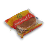 Dutch Stroopwafels showing waffle texture and caramel centre in 125g pack, available at The Professors Online Lolly Shop.