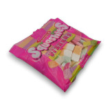 Swizzels Squashies Fizzers Fruit Flavours 140g bag showing assorted pastel gummy pieces at The Professors Online Lolly Shop.