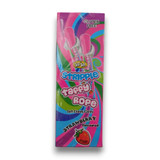 Strawberry-flavoured JoJo Stripple Taffy Rope soft chewy candy, gluten-free, in vibrant packaging, 24 x 20g display box