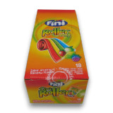 Fini Roller Fizz Rainbow Flavour display box showing rainbow sour roll candy packs, 18 x 20g units at The Professors.