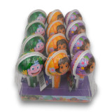 Dora the Explorer Surprise Pop swirl lollipops in a 12 pack display tray, kids novelty sweets, available at The Professors