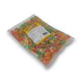 Mixed colour sour gummy bears in 1kg packaging, chewy tangy lollies, available at The Professors Online Lolly Shop.