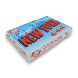 Left angle view of Taffy Town New York salt water taffy souvenir style 340g gift box, available at The Professors Online Lolly Shop.
