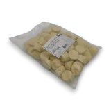 White chocolate coated coconut rough clusters in a 1kg confectionery bag from The Professors Online Lolly Shop