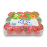Assorted Pran Jelly Drinks 12 pack tray showing orange, strawberry and green apple jelly cups at The Professors Online Lolly Shop.