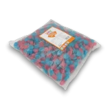 Kingsway Bubblegum Mermaids 3kg bag featuring blue and pink mermaid-shaped gummy lollies at The Professors