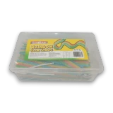 Sweet Treats Sour Straps Rainbow 1kg tub showing colourful sugar-coated sour straps at The Professors Online Lolly Shop.