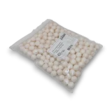 Left angled view of The Confectionery House Eucalyptus Balls 1kg bag with white eucalyptus-flavoured sweets.