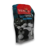 Venco Droptoppers Salmiak and Mint Licorice 225g bag showing the assorted confectionery