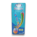 Fini Straws 50 x 25g display unit, front view of sour rainbow straws, available at The Professors Online Lolly Shop