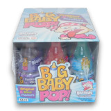 Big Baby Pop 12-pack display unit featuring baby bottle-shaped candy in original and sour flavours, available at The Professors