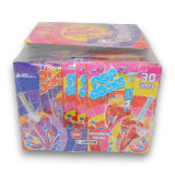Pop Rocks Dips and Tattoo - vibrant display box with 30 units of fizzy cola and strawberry flavoured candy, available at The Professors