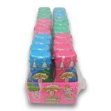 Assorted Warheads Double Drops novelty lollies in tray format, showing colourful candy bottles, from The Professors.