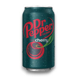 355ml Dr. Pepper - Cherry can featuring a kiss of cherry for the smoothest soda experience, available at The Professors.