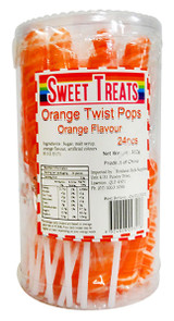 Sweet Treats Twist Pops - Orange, by Brisbane Bulk Supplies,  and more Confectionery at The Professors Online Lolly Shop. (Image Number :12867)