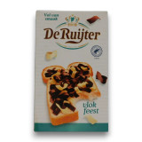 De Ruijter Chocolate and Vanilla Flakes in a 200g box, perfect for breakfast and desserts, available at The Professors. De Ruijter Chocolate and Vanilla Flakes in a 200g box, perfect for breakfast and desserts, available at The Professors.
