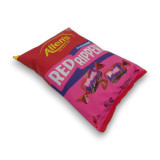 Allens Red Ripperz raspberry chews 800g bulk bag showing wrapped pieces inside, available at The Professors