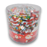 Pink Lady Solid Milk Chocolate Santas in Santa-themed foil packaging, displayed in a 2kg tub, available at The Professors Pink Lady Solid Milk Chocolate Santas in Santa-themed foil packaging, displayed in a 2kg tub, available at The Professors
