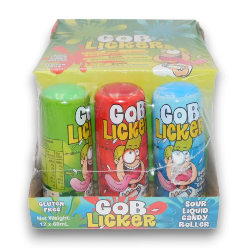 Gob Licker Sour Roller Watermelon flavour 60ml liquid candy in a 12pc display, available at The Professors Online Lolly Shop