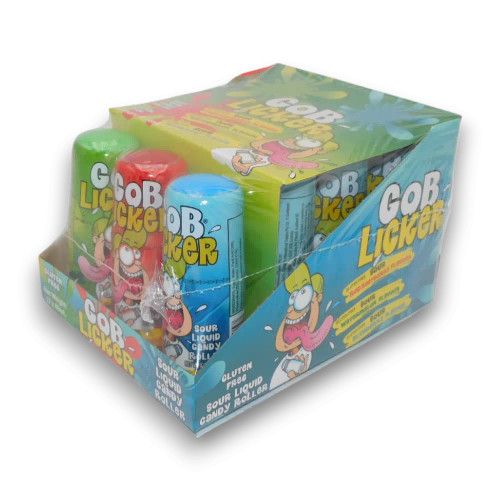 Gob Licker Sour Roller Blueberry flavour 60ml liquid candy in a 12pc display, available at The Professors Online Lolly Shop
