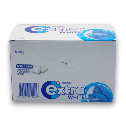 Extra Gum Soft Chews Peppermint 6 x 67g bottles, perfect for maintaining fresh breath.