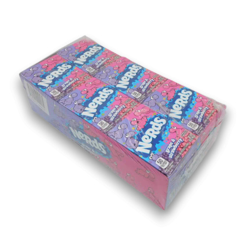 Nerds Candy Original Grape and Strawberry 46g theatre box in a 24-pack display, sold at The Professors Online Lolly Shop.