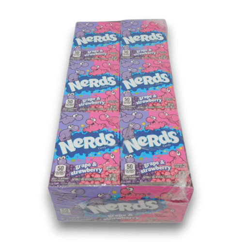 Nerds Grape and Strawberry candy display unit 24 x 46g packs at The Professors Online Lolly Shop.