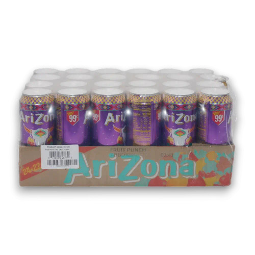 AriZona Fruit Punch 24-pack shrink-wrapped case, ideal for retail, events, or vending, available at The Professors Online Lolly Shop.