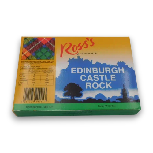 Ross's Edinburgh Castle Rock 135g theatre box with window showing assorted soft eating rock sticks.