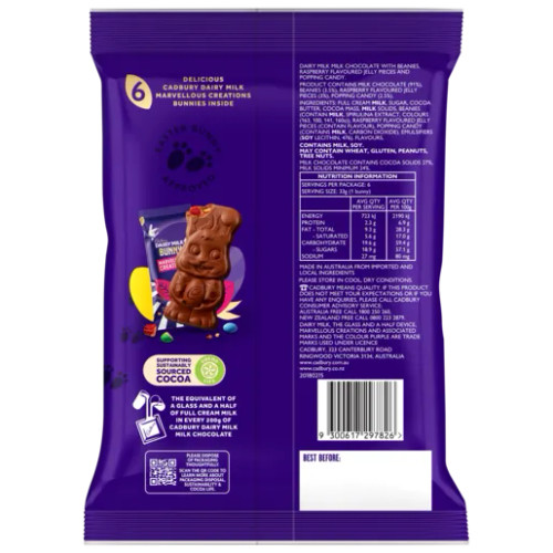 Cadbury - Bunnies - Dairy Milk Marvellous Creations (198g bag | 6 x 33g multipack) - Best Before 01/06/2026