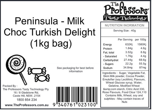 Peninsula - Milk Choc Turkish Delight (1kg bag)