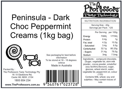 Peninsula - Dark Choc Peppermint Creams (1kg bag)