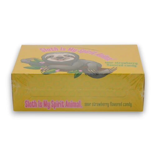 Single Sloth is My Spirit Animal Mint, a pink sloth-shaped sour strawberry lolly, available at The Professors Online Lolly Shop.