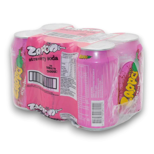 Zappo Strawberry Soda 6x350ml pack featuring pink cans, bursting with fruity strawberry flavour. Zappo Strawberry Soda 6x350ml pack featuring pink cans, bursting with fruity strawberry flavour.