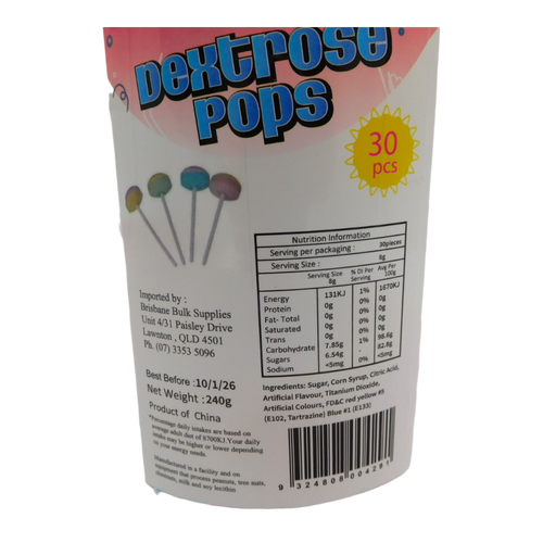 Dextrose Lollypops (30 x 8g)