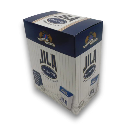 Jila Mini Peppermint Mints 60 x 8g display unit, boxed peppermint mints at The Professors Online Lolly Shop.