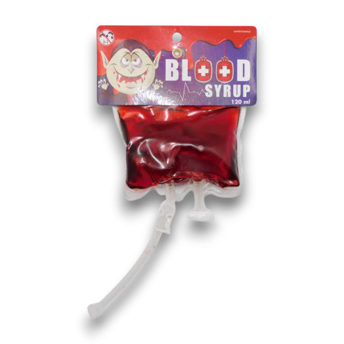 120ml blood bag syrup perfect for spooky parties and decorations, available at The Professors Online Lolly Shop 120ml blood bag syrup perfect for spooky parties and decorations, available at The Professors Online Lolly Shop