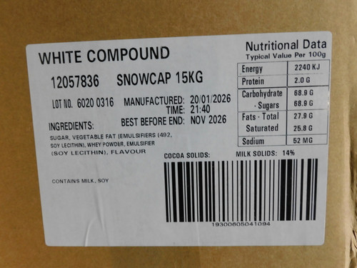 Nestle - Snowcap White Choc Buttons (15kg box | ~6000 x 2.5g pcs)