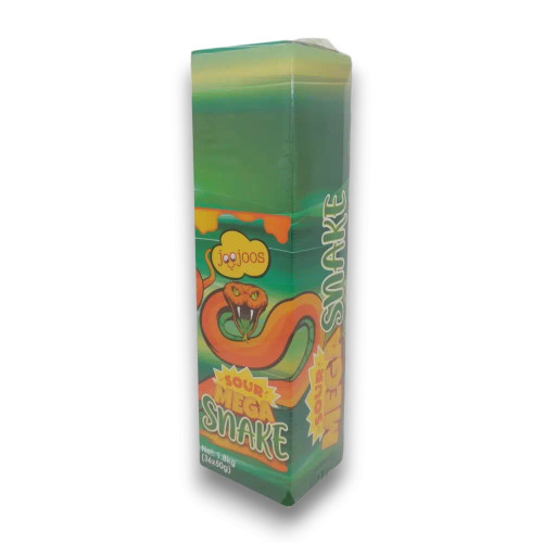 Joo Joos Mega Sour Snakes box with 36 x 50g individually wrapped fruity snakes, available at The Professors Online Lolly Shop. Joo Joos Mega Sour Snakes box with 36 x 50g individually wrapped fruity snakes, available at The Professors Online Lolly Shop.