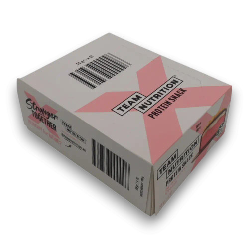 Team Nutrition Protein Bars Strawberries & Cream 55g x12 box with display-ready packaging, available at The Professors. Team Nutrition Protein Bars Strawberries & Cream 55g x12 box with display-ready packaging, available at The Professors.