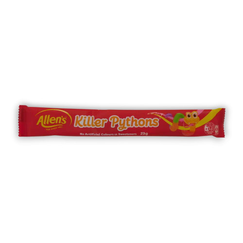 Single unit of Allens - Killer Pythons, available at The Professors Online Lolly Shop. Single unit of Allens - Killer Pythons, available at The Professors Online Lolly Shop.