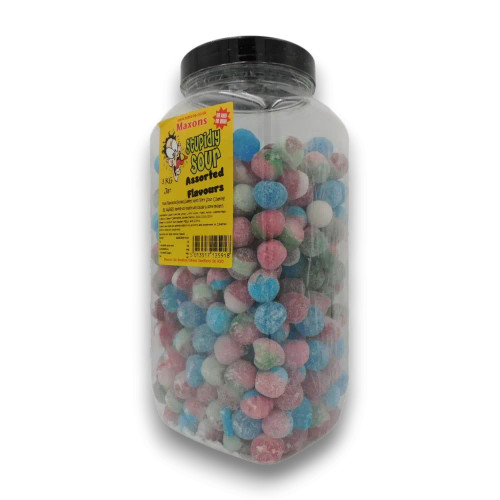 Maxons Stupidly Sour sweets in assorted fruity flavours, bulk 3kg jar, available at The Professors Online Lolly Shop.