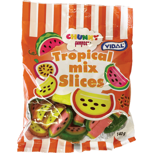 Vidal - Chunky Funkeez - Tropical Mix Slices (140g bag) Vidal - Chunky Funkeez - Tropical Mix Slices (140g bag)