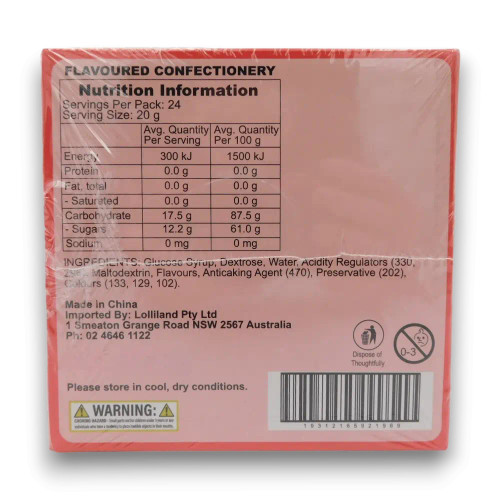 Nutritional information of Crazy Candy Factory - Skull Suckers Gel Pops (Display unit | 12 x 40g pcs).