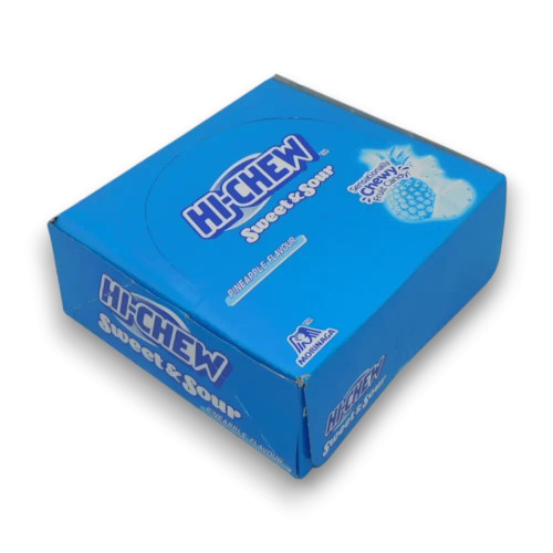 Hi-Chew Sticks Pineapple flavour display unit with 12 x 57g sticks, available at The Professors Online Lolly Shop. Hi-Chew Sticks Pineapple flavour display unit with 12 x 57g sticks, available at The Professors Online Lolly Shop.