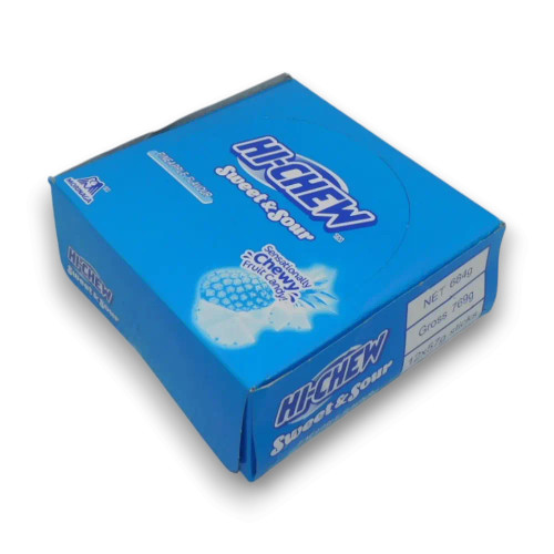 Hi-Chew Sticks Pineapple flavour display box, 12 x 57g sticks, available at The Professors Online Lolly Shop.