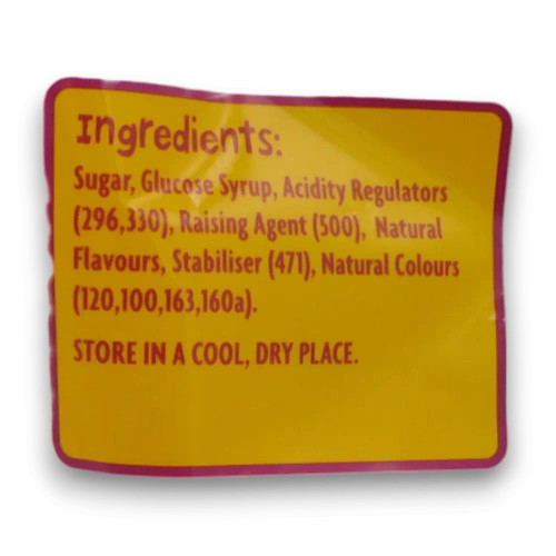 Ingredients list of Fyna - Wizz Fizz - Fruity Pops (132g bag | 15 x 8.8g pops).