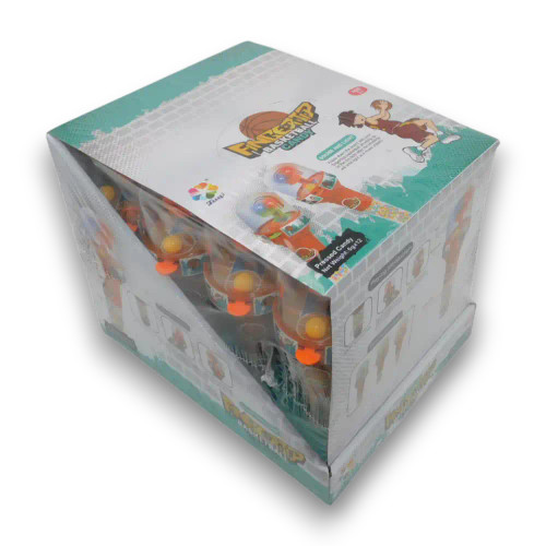Kids Frenzy Fingertip Basketball Candy 12-piece display box with interactive light-up toys, from The Professors Online Lolly Shop.